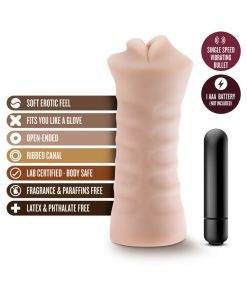 M For Men Skye Oral Stroker With Bullet Vibrator Beige