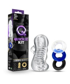 Quickie Kit Jerk Off Stroker & 3-Piece Cockring Set Clear
