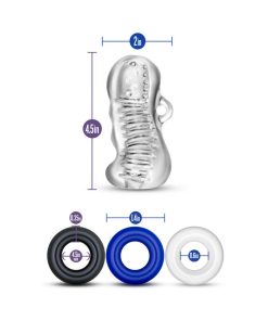 Quickie Kit Jerk Off Stroker & 3-Piece Cockring Set Clear