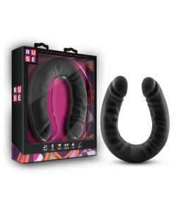 Ruse Realistic 18 In. Silicone Slim Double Dildo Black