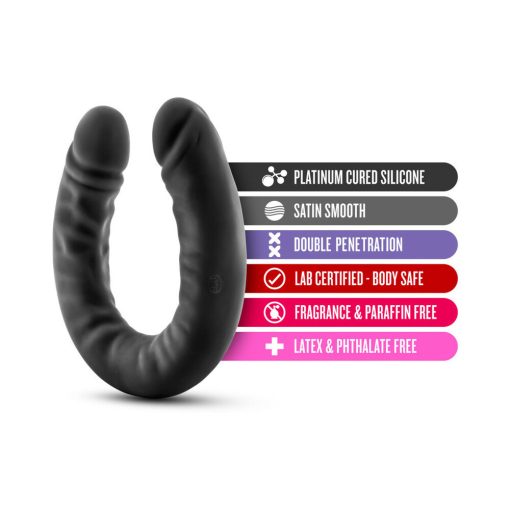 Ruse Realistic 18 In. Silicone Slim Double Dildo Black - Image 5