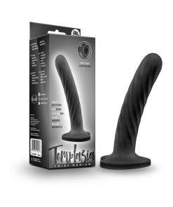 Temptasia Twist 5.5 In. Curved Dildo With Heart-Shaped Suction Cup Medium Black