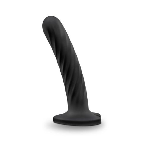 Temptasia Twist 5.5 In. Curved Dildo With Heart-Shaped Suction Cup Medium Black - Image 2