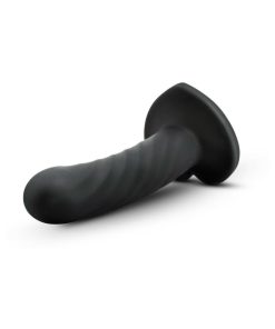 Temptasia Twist 5.5 In. Curved Dildo With Heart-Shaped Suction Cup Medium Black