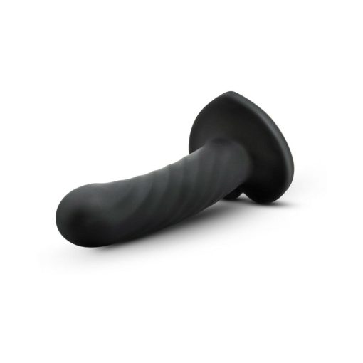 Temptasia Twist 5.5 In. Curved Dildo With Heart-Shaped Suction Cup Medium Black - Image 3