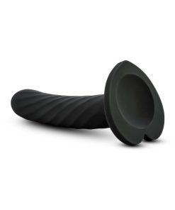 Temptasia Twist 5.5 In. Curved Dildo With Heart-Shaped Suction Cup Medium Black