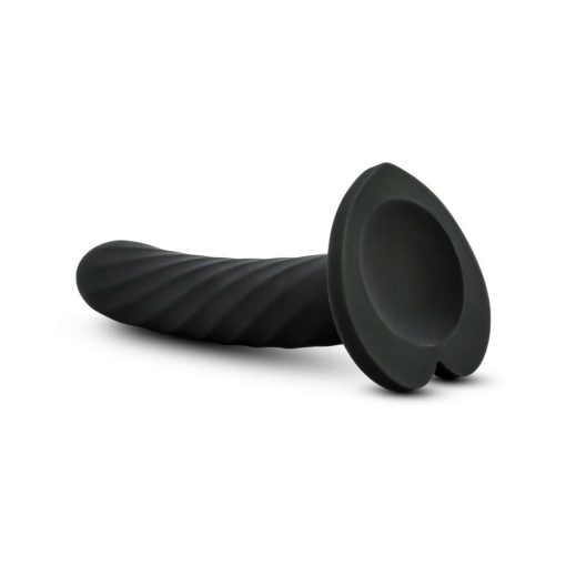 Temptasia Twist 5.5 In. Curved Dildo With Heart-Shaped Suction Cup Medium Black - Image 4