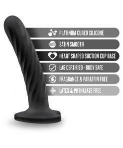 Temptasia Twist 5.5 In. Curved Dildo With Heart-Shaped Suction Cup Medium Black