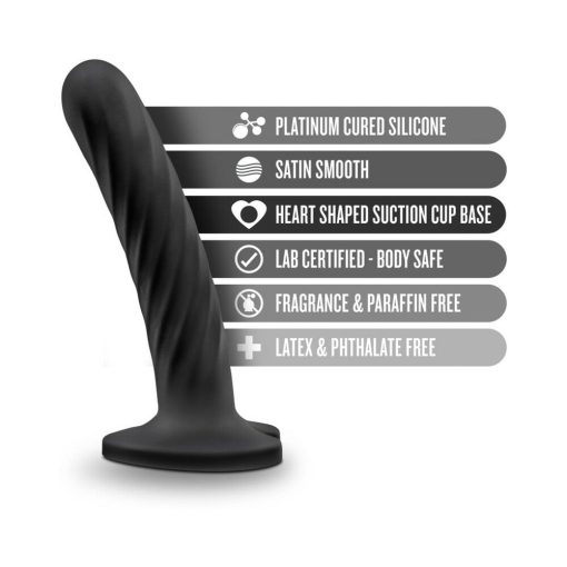 Temptasia Twist 5.5 In. Curved Dildo With Heart-Shaped Suction Cup Medium Black - Image 5
