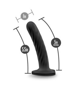 Temptasia Twist 5.5 In. Curved Dildo With Heart-Shaped Suction Cup Medium Black