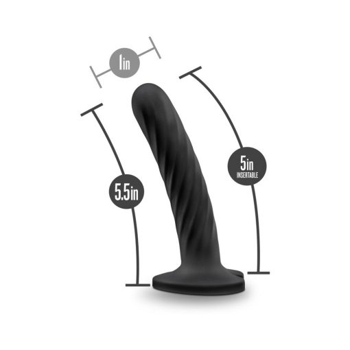Temptasia Twist 5.5 In. Curved Dildo With Heart-Shaped Suction Cup Medium Black - Image 6