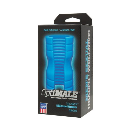 Optimale Truskyn Silicone Stroker Ribbed Blue - Image 3