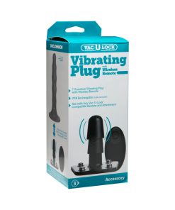 Vac-U-Lock Vibrating Plug With Snaps & Wireless Remote Black