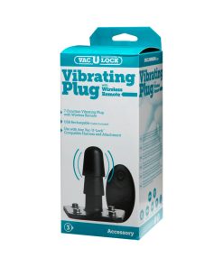 Vac-U-Lock Vibrating Plug With Snaps & Wireless Remote Black