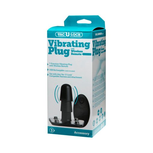 Vac-U-Lock Vibrating Plug With Snaps & Wireless Remote Black - Image 4