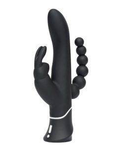Happy Rabbit Triple Rechargeable Silicone Dual-Entry Rabbit Vibrator Black