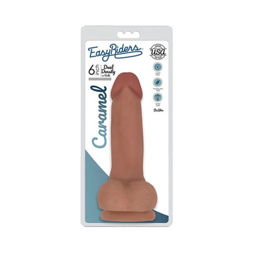 Curve Toys Easy Riders 6 In. Dual Density Dildo With Balls & Suction Cup Tan