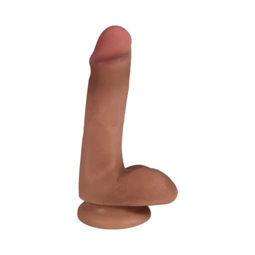 Curve Toys Easy Riders 6 In. Dual Density Dildo With Balls & Suction Cup Tan - Image 2