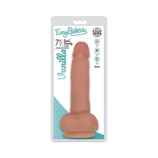Curve Toys Easy Riders 7 In. Dual Density Dildo With Balls & Suction Cup Beige
