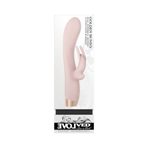 Evolved Golden Bunny – Rose Gold Silicone Rabbit Vibrator, Waterproof - Image 8