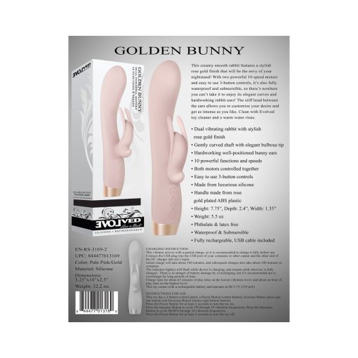 Evolved Golden Bunny – Rose Gold Silicone Rabbit Vibrator, Waterproof - Image 10