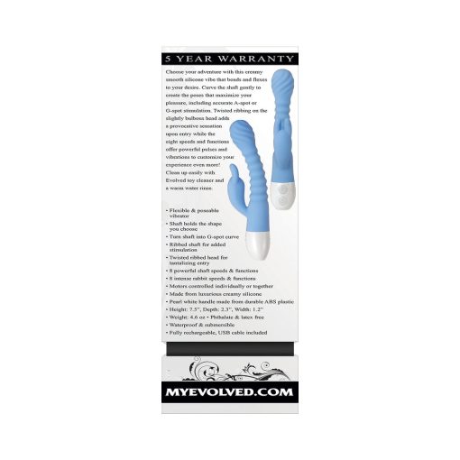 Evolved Bendy Bunny Rechargeable Poseable Silicone Rabbit Vibrator Blue - Image 11