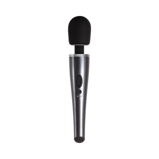 Evolved Mighty Metallic Wand Rechargeable Silicone Wand Vibrator Chrome/Black - Image 2