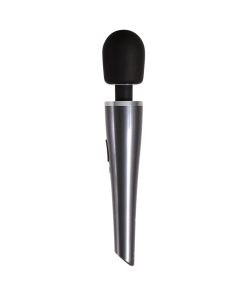 Evolved Mighty Metallic Wand Rechargeable Silicone Wand Vibrator Chrome/Black