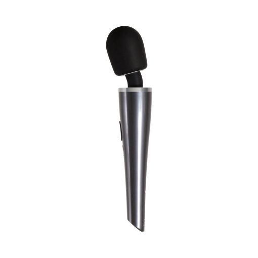 Evolved Mighty Metallic Wand Rechargeable Silicone Wand Vibrator Chrome/Black - Image 5