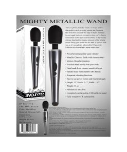 Evolved Mighty Metallic Wand Rechargeable Silicone Wand Vibrator Chrome/Black