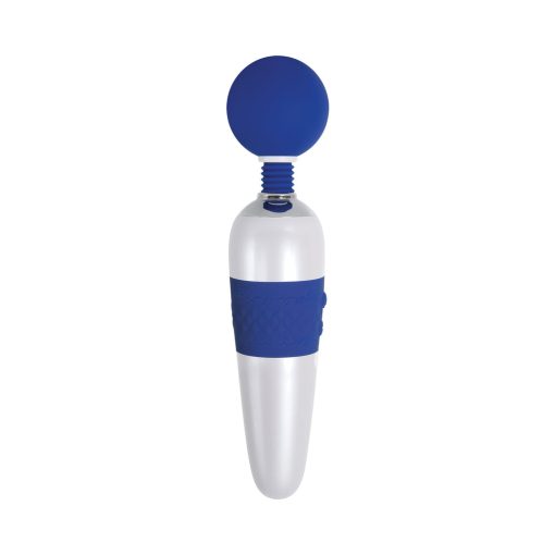 Evolved On The Dot Rechargeable Silicone Flexible Head Wand Vibrator Blue/White - Image 4