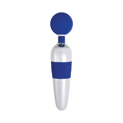 Evolved On The Dot Rechargeable Silicone Flexible Head Wand Vibrator Blue/White - Image 5