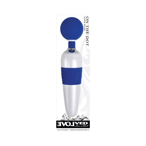 Evolved On The Dot Rechargeable Silicone Flexible Head Wand Vibrator Blue/White - Image 8