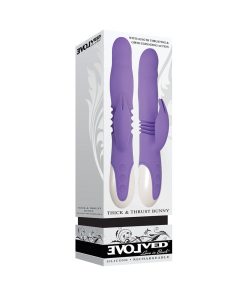 Evolved Thick & Thrust Bunny Rechargeable Thrusting Silicone Rabbit Vibrator Purple