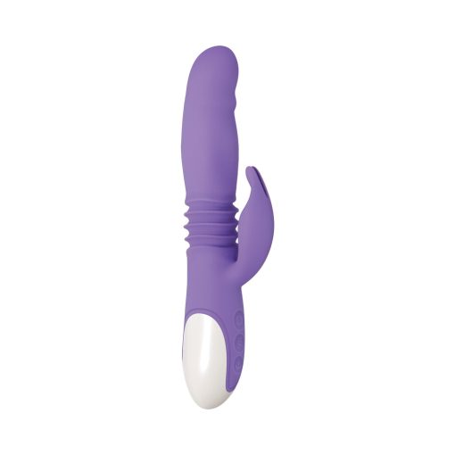 Evolved Thick & Thrust Bunny Rechargeable Thrusting Silicone Rabbit Vibrator Purple - Image 2