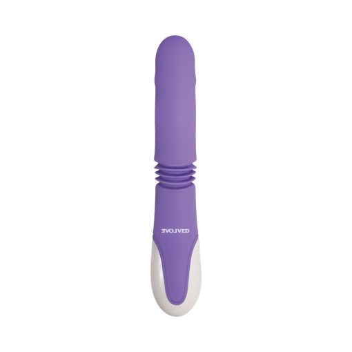 Evolved Thick & Thrust Bunny Rechargeable Thrusting Silicone Rabbit Vibrator Purple - Image 6