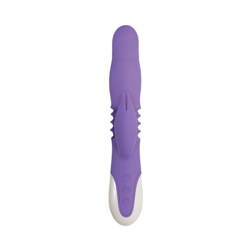 Evolved Thick & Thrust Bunny Rechargeable Thrusting Silicone Rabbit Vibrator Purple - Image 7