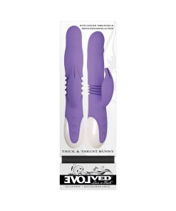 Evolved Thick & Thrust Bunny Rechargeable Thrusting Silicone Rabbit Vibrator Purple