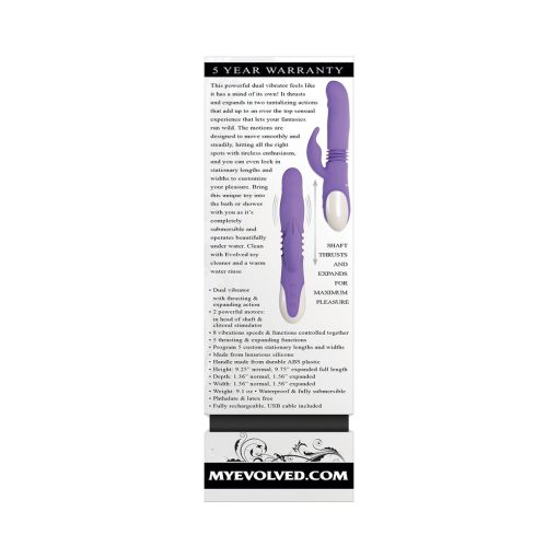 Evolved Thick & Thrust Bunny Rechargeable Thrusting Silicone Rabbit Vibrator Purple - Image 11