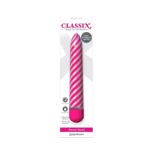 Classix Sweet Swirl 8 In. Slimline Vibrator Pink