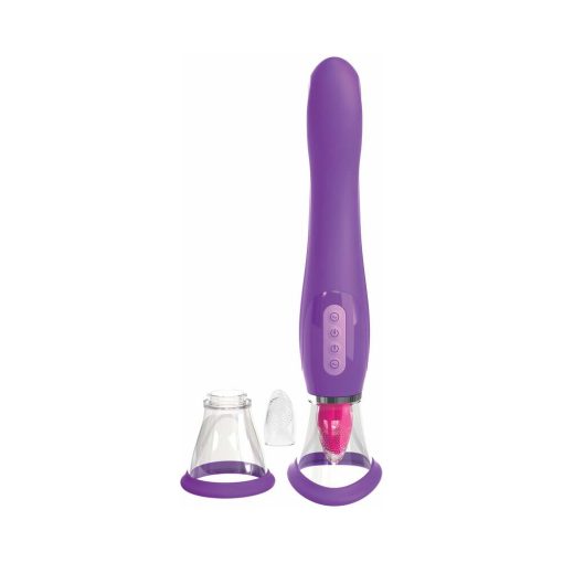Fantasy For Her Her Ultimate Pleasure Dual-Ended Vibrator With Licking Suction Purple - Image 2