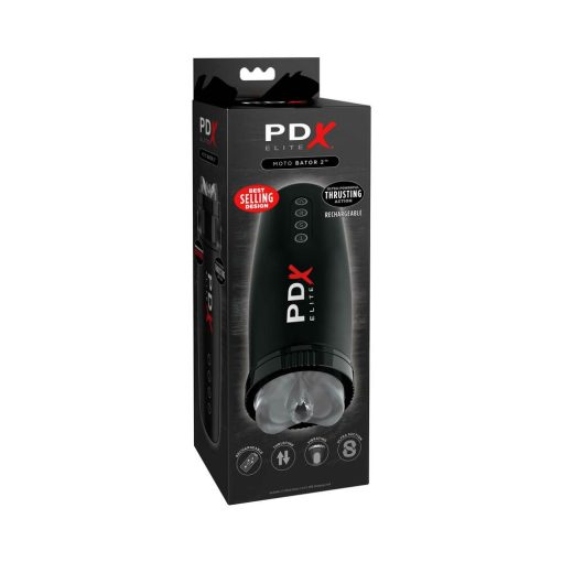 Pdx Elite Motobator 2 Rechargeable Thrusting Vibrating Masturbator Clear/Black