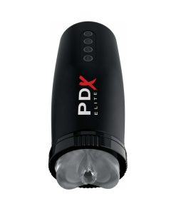 Pdx Elite Motobator 2 Rechargeable Thrusting Vibrating Masturbator Clear/Black
