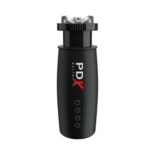 Pdx Elite Motobator 2 Rechargeable Thrusting Vibrating Masturbator Clear/Black - Image 4