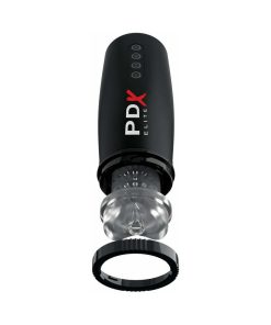 Pdx Elite Motobator 2 Rechargeable Thrusting Vibrating Masturbator Clear/Black