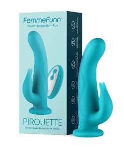 Femmefunn Pirouette 8 In. Dual-Stimulation Rotating Vibrating Dildo Turquoise