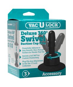 Vac-U-Lock - Deluxe 360° Swivel Suction Cup Plug- Black