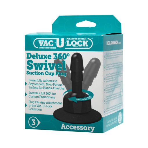 Vac-U-Lock - Deluxe 360° Swivel Suction Cup Plug- Black - Image 9