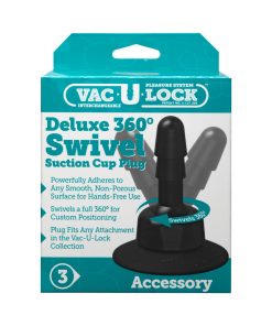 Vac-U-Lock - Deluxe 360° Swivel Suction Cup Plug- Black