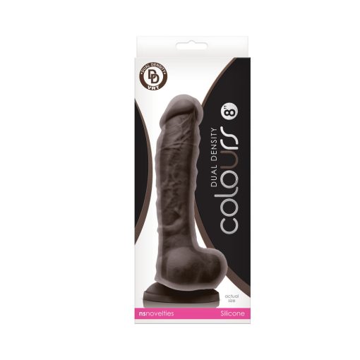 Colours Dual Density 8 In. Dildo Dark Brown